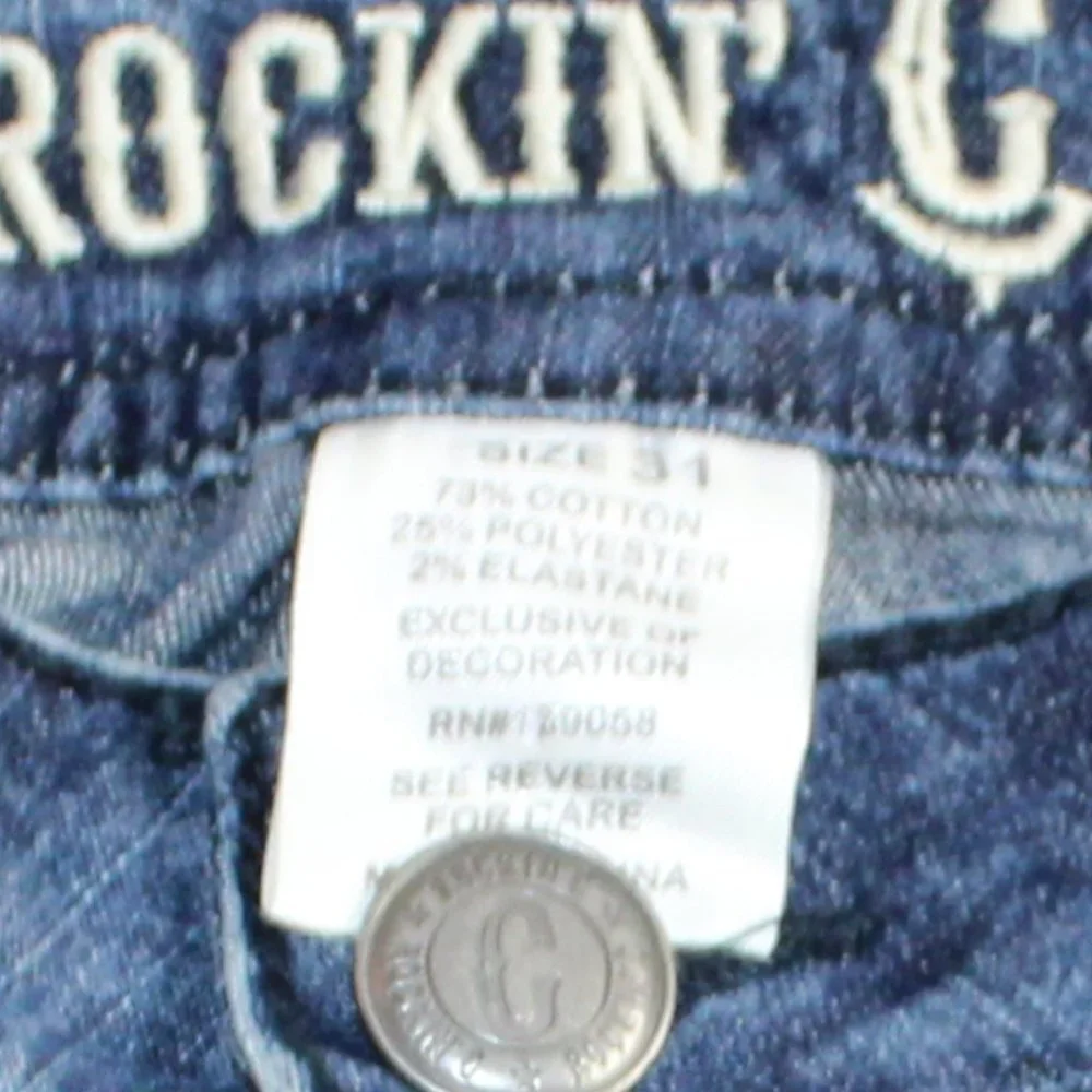 Rockin C Easy Fit Bling Embellished Blue Wash Skinny Jean Size 31 (31/30)